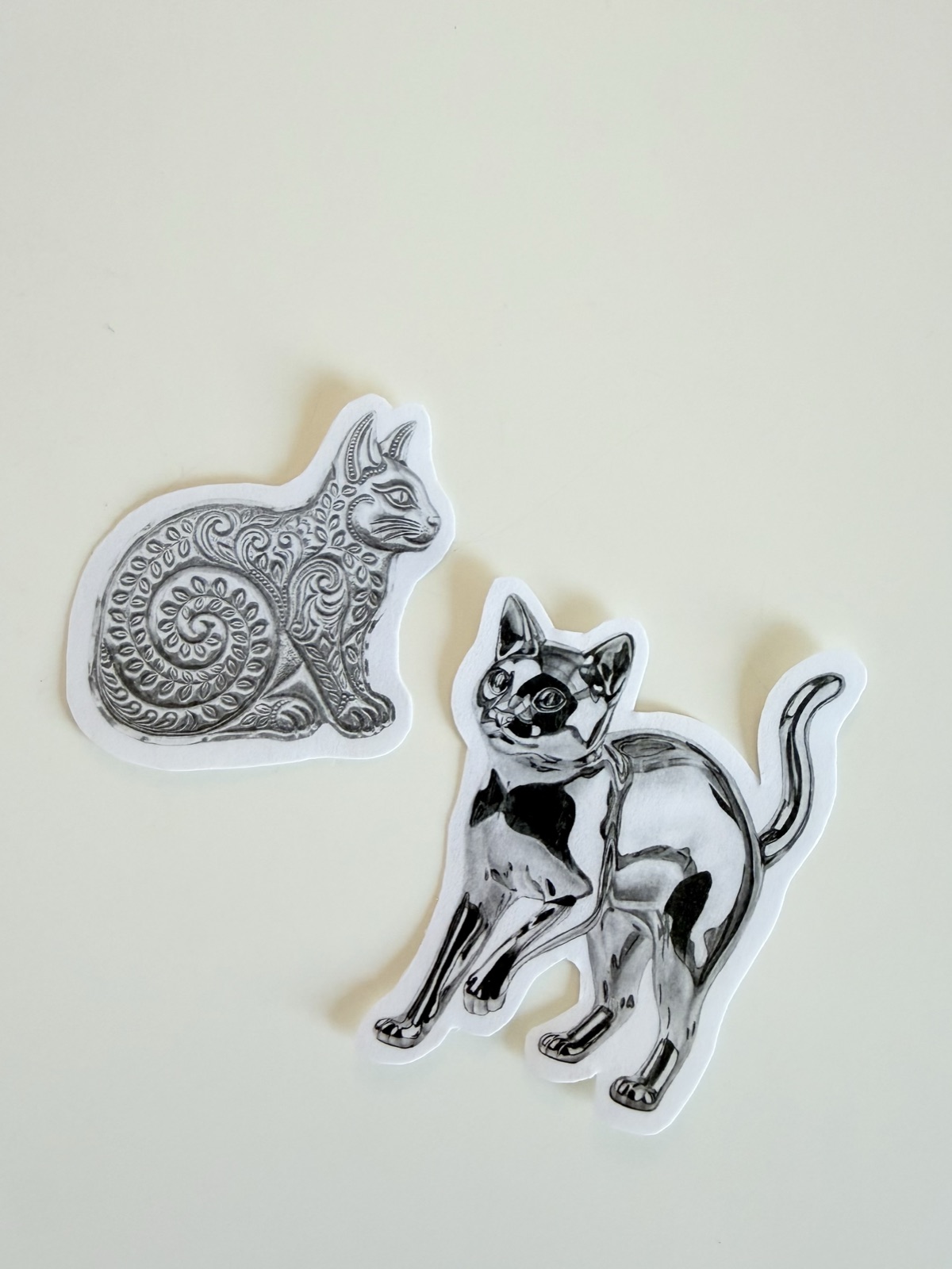 Graphite Post cat collection — pair of die-cut cat stickers