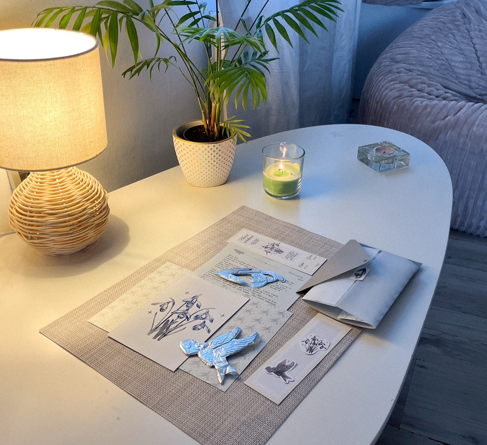 Graphite Post package in a cozy living room scene